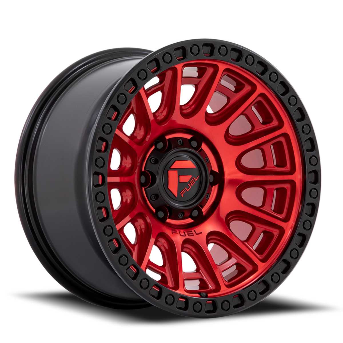 Aluminum Wheels 20X9 Cycle D834 Candy Red/Black Ring Fuel Off Road Wheels