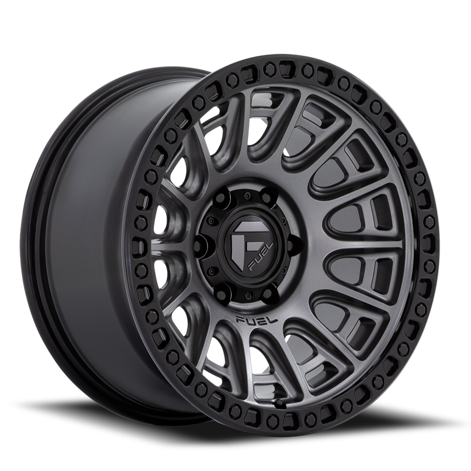 Aluminum Wheels 17X8.5 Cycle D835 Gunmetal Gray/Black Ring Fuel Off Road Wheels