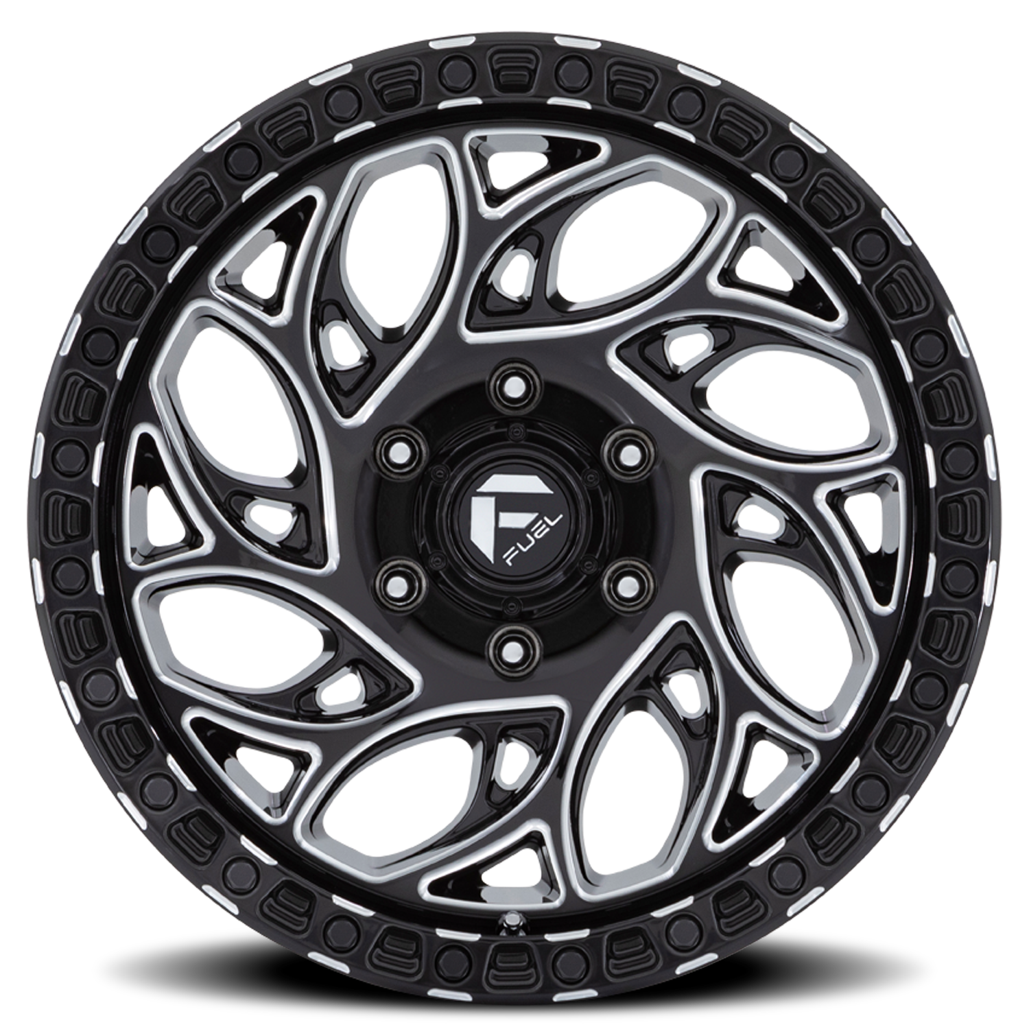 Aluminum Wheels 15X8 Runner OR D840 Gloss Black Milled Fuel Off Road Wheels
