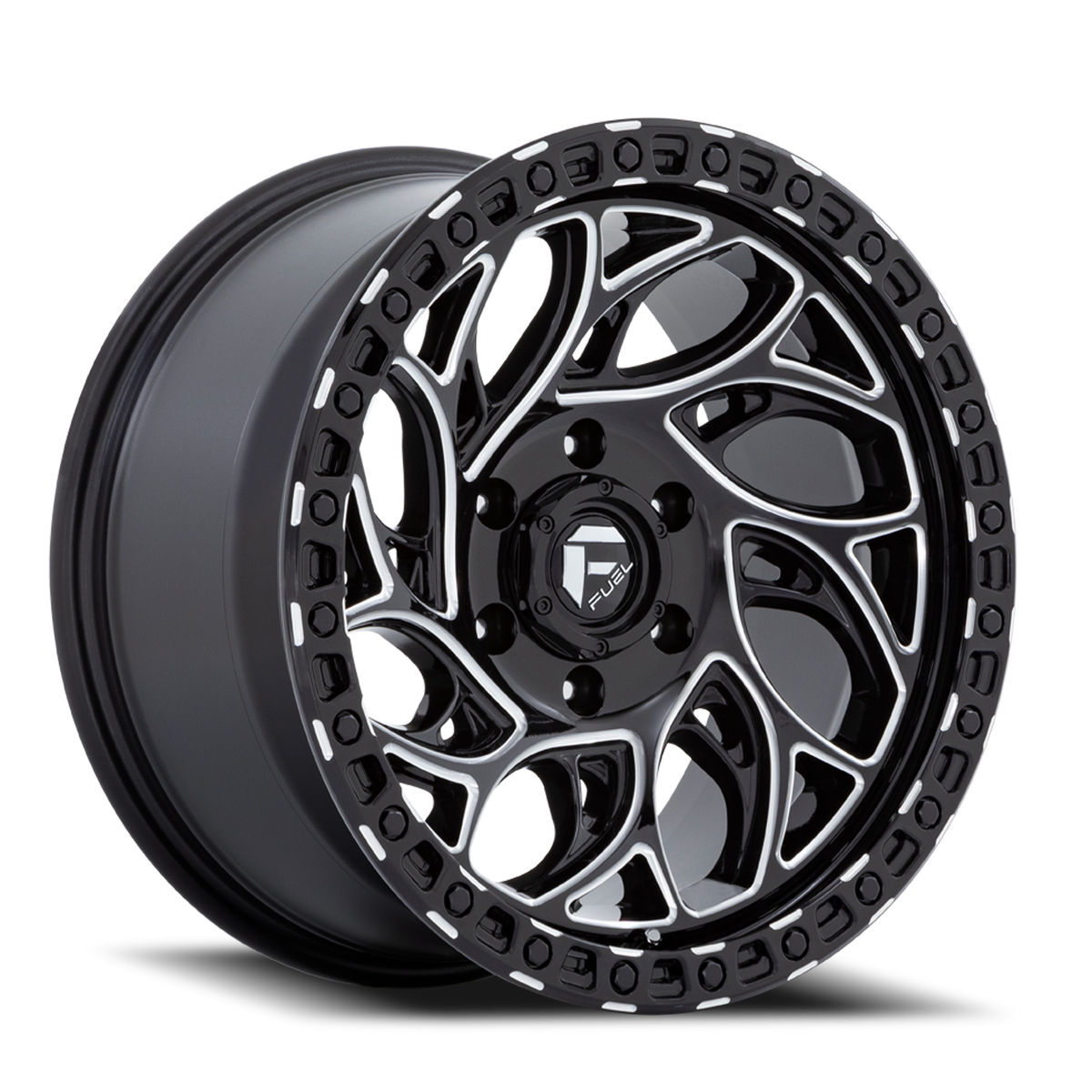 Aluminum Wheels 17X9 Runner OR D840 Gloss Black Milled Fuel Off Road Wheels