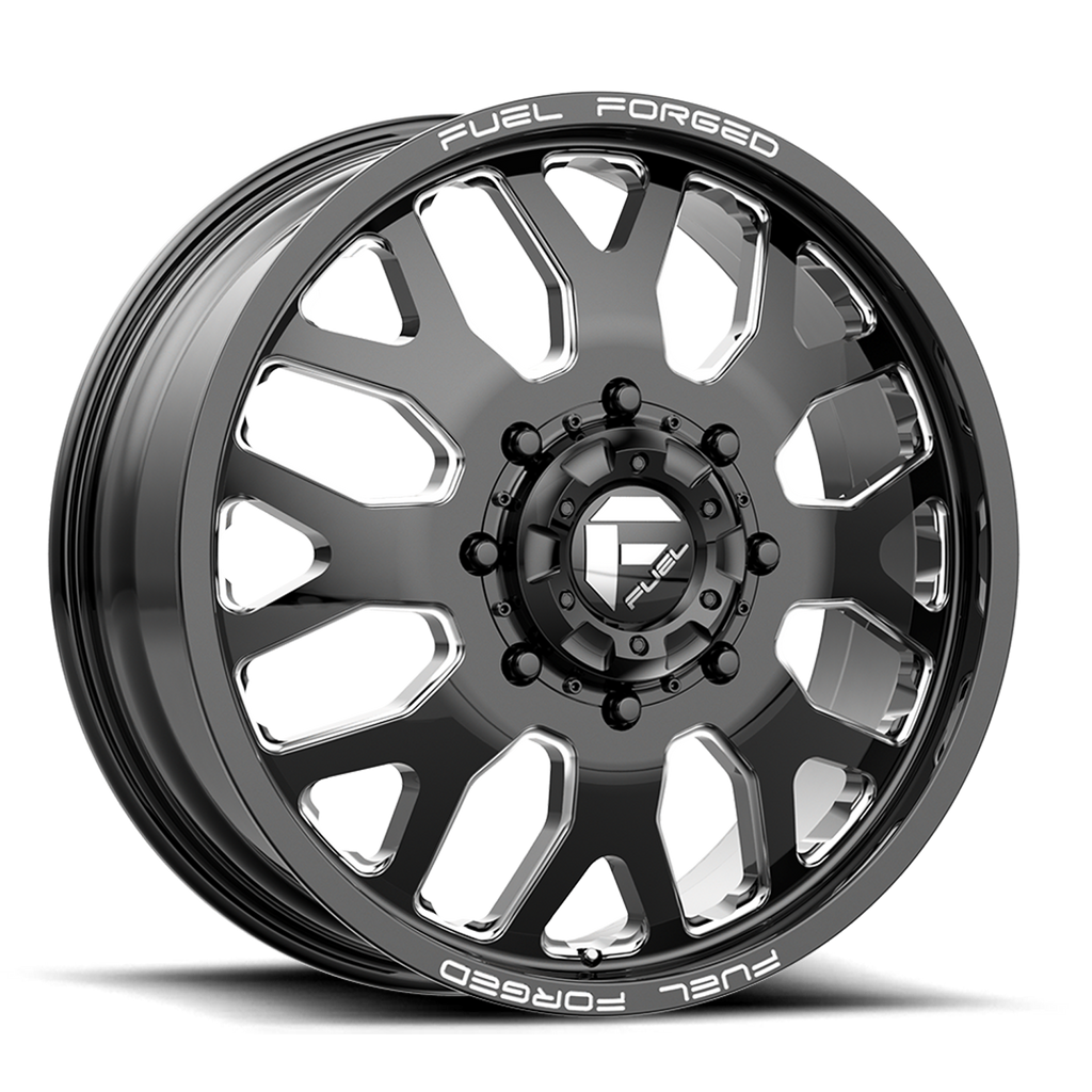 Dually Wheels 22X8.5 FF19D Dually DE19 BK Gloss Black Milled Fuel Off Road Wheels