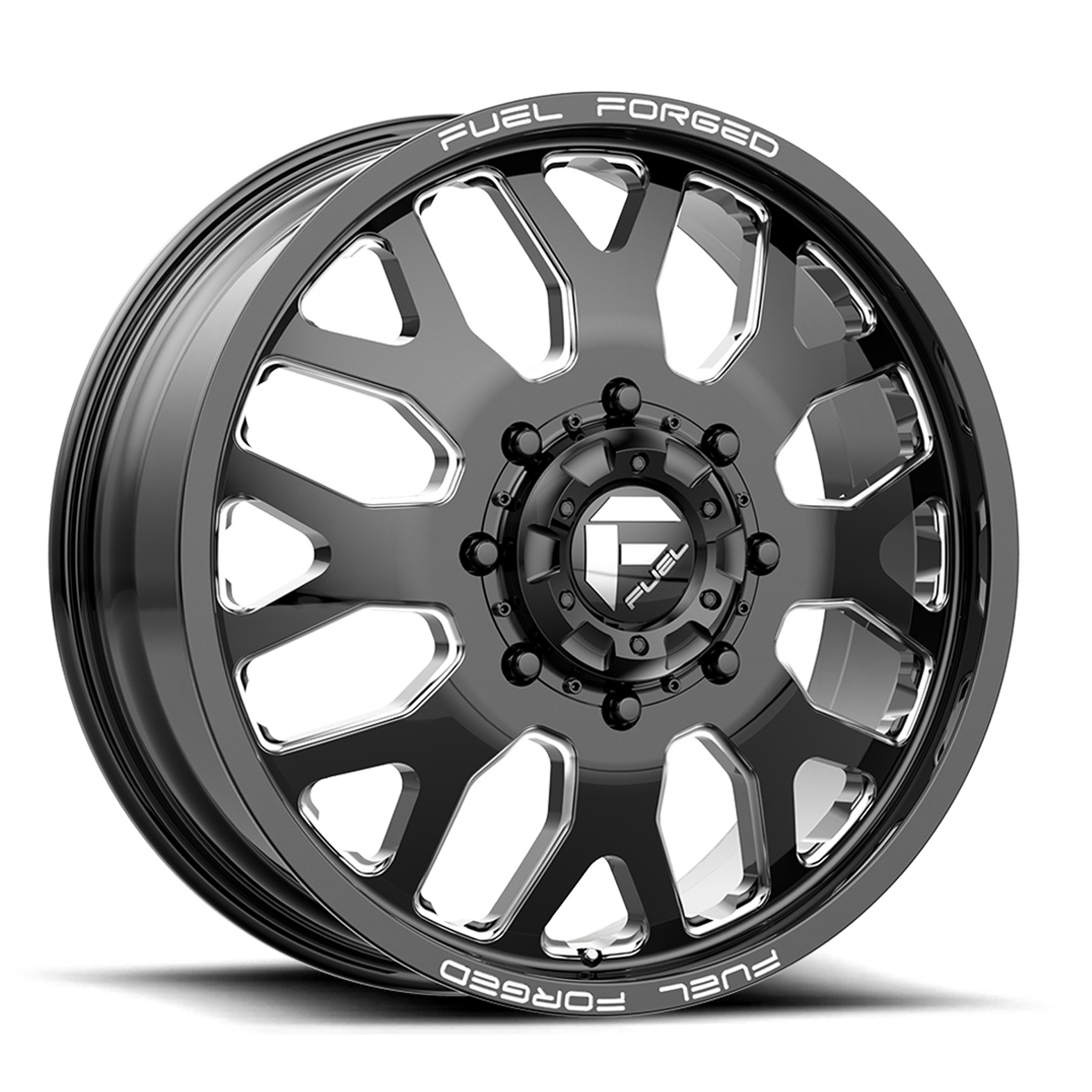 Dually Wheels 22X8.5 FF19D Dually DE19 BK Gloss Black Milled Fuel Off Road Wheels