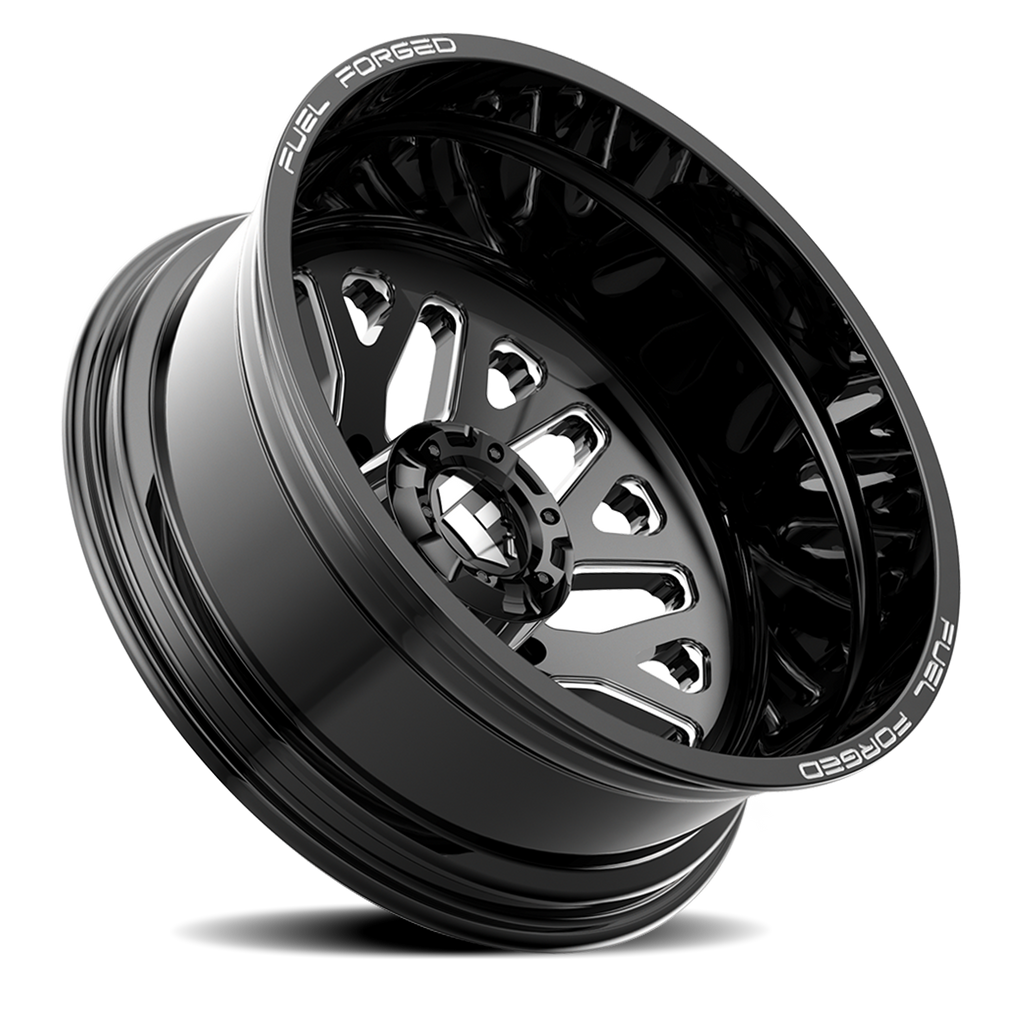 Dually Wheels 22X8.5 FF19D Dually DE19 BK Gloss Black Milled Fuel Off Road Wheels