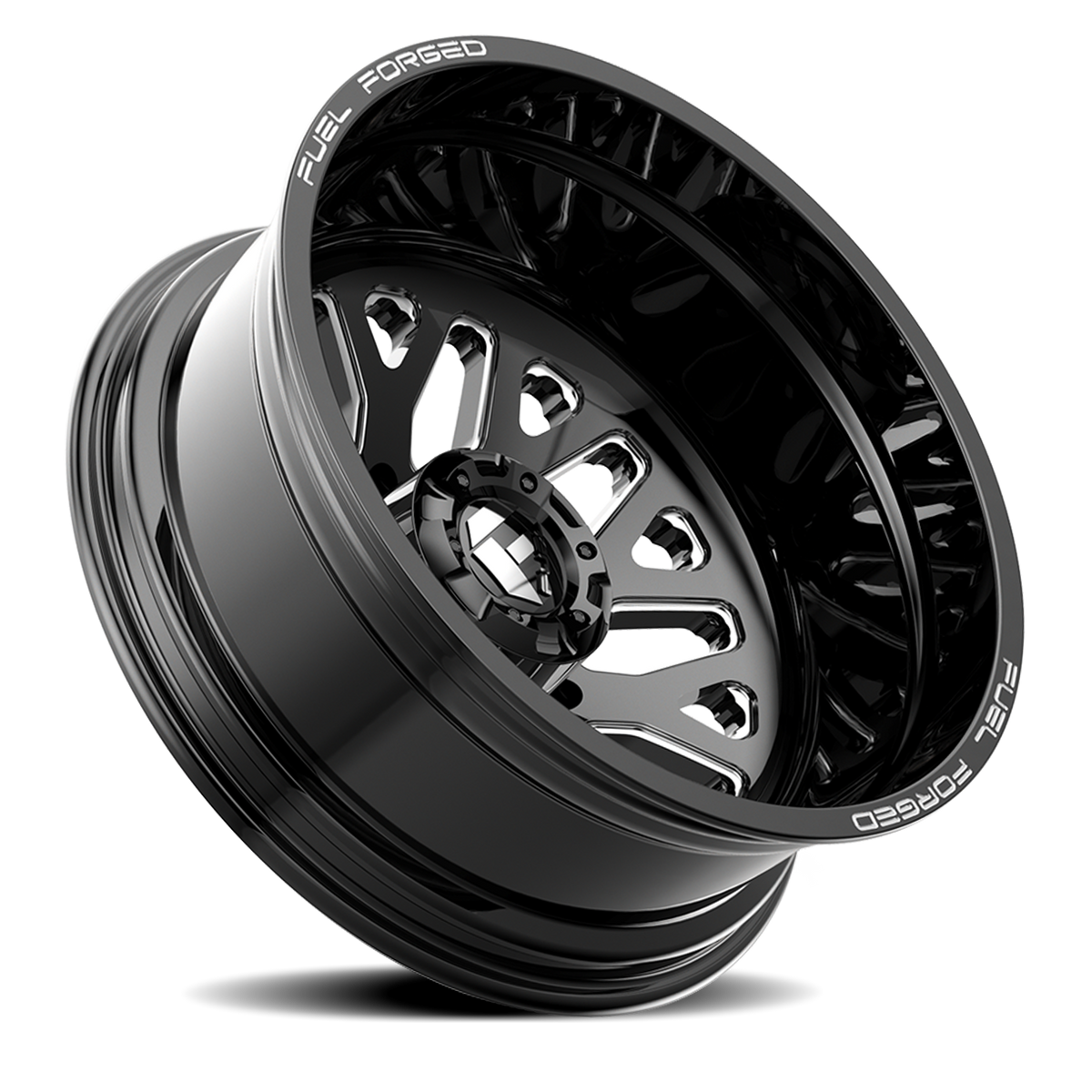 Dually Wheels 22X8.5 FF19D Dually DE19 BK Gloss Black Milled Fuel Off Road Wheels
