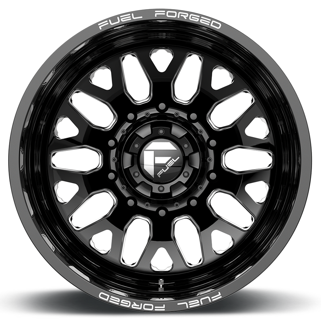 Dually Wheels 22X8.5 FF19D Dually DE19 BK Gloss Black Milled Fuel Off Road Wheels