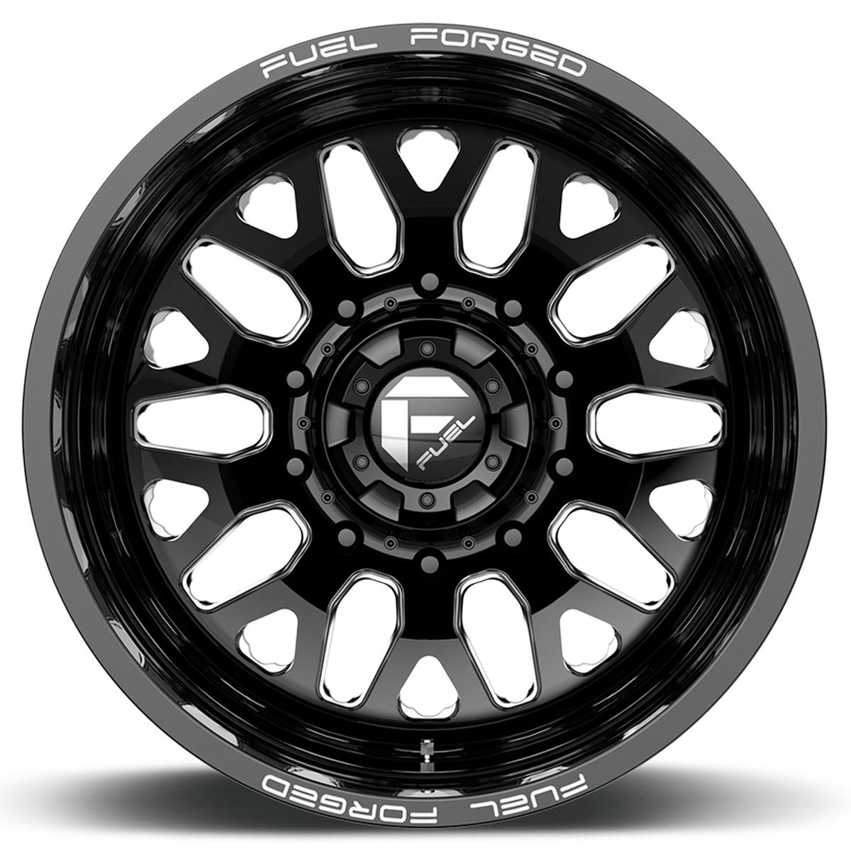 Dually Wheels 22X8.5 FF19D Dually DE19 BK Gloss Black Milled Fuel Off Road Wheels