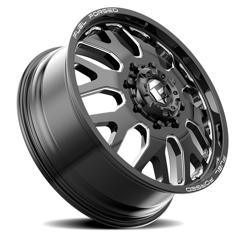 Dually Wheels 22X8.5 FF19D Dually DE19 BK Gloss Black Milled Fuel Off Road Wheels