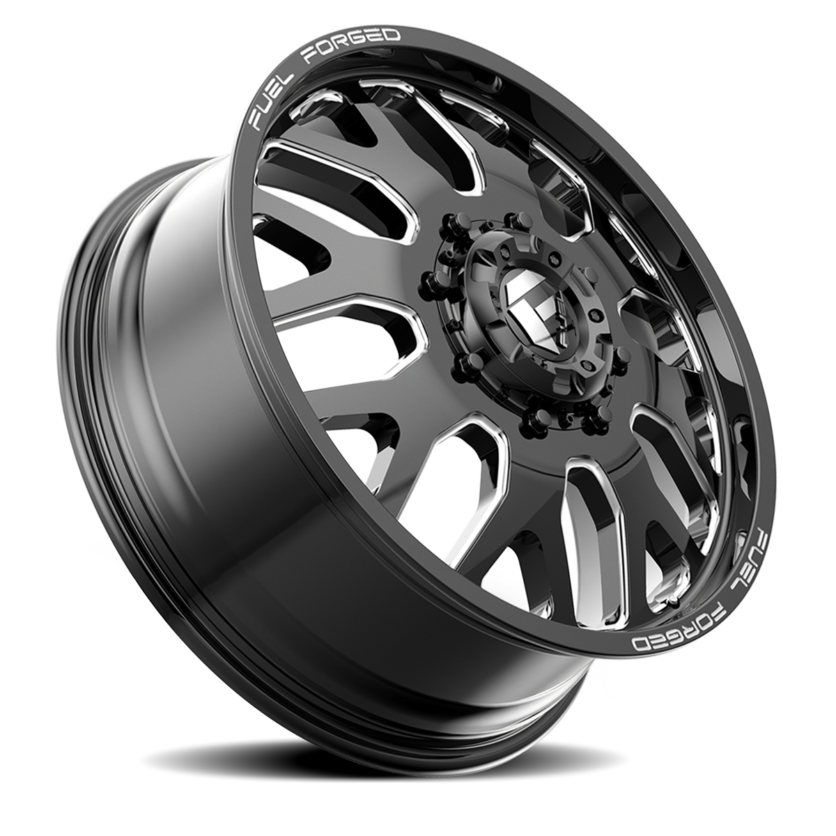 Dually Wheels 22X8.5 FF19D Dually DE19 BK Gloss Black Milled Fuel Off Road Wheels