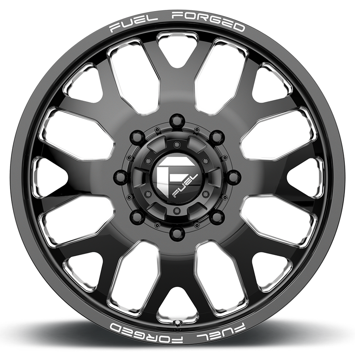 Dually Wheels 22X8.5 FF19D Dually DE19 BK Gloss Black Milled Fuel Off Road Wheels