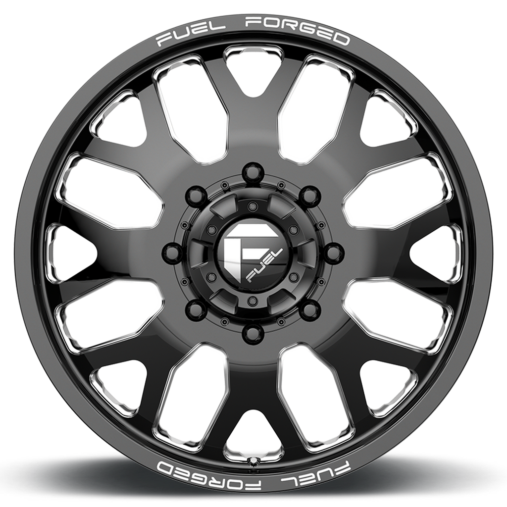 Dually Wheels 22X8.5 FF19D Dually DE19 BK Gloss Black Milled Fuel Off Road Wheels