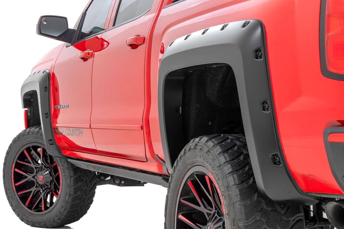 Pocket Fender Flares 6 Foot 7 Inch & 8 Foot Bed Chevy Silverado 1500 (2014-2018)/ 2500HD (2015-2019) Rough Country