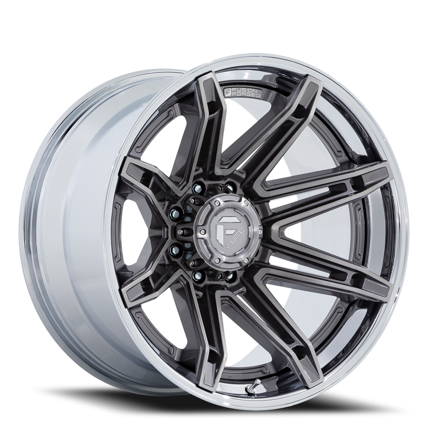 Aluminum Wheels 20X10 Brawl FC401AP Platinum Silver Chrome Lip Fuel Off Road Wheels