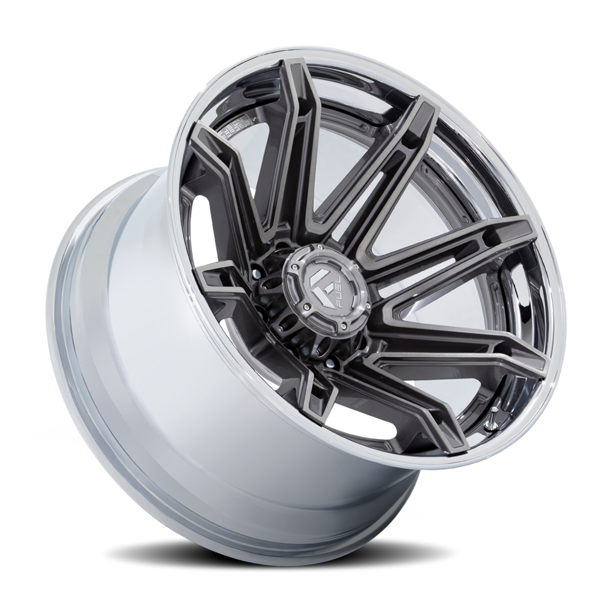 Aluminum Wheels 20X10 Brawl FC401AP Platinum Silver Chrome Lip Fuel Off Road Wheels