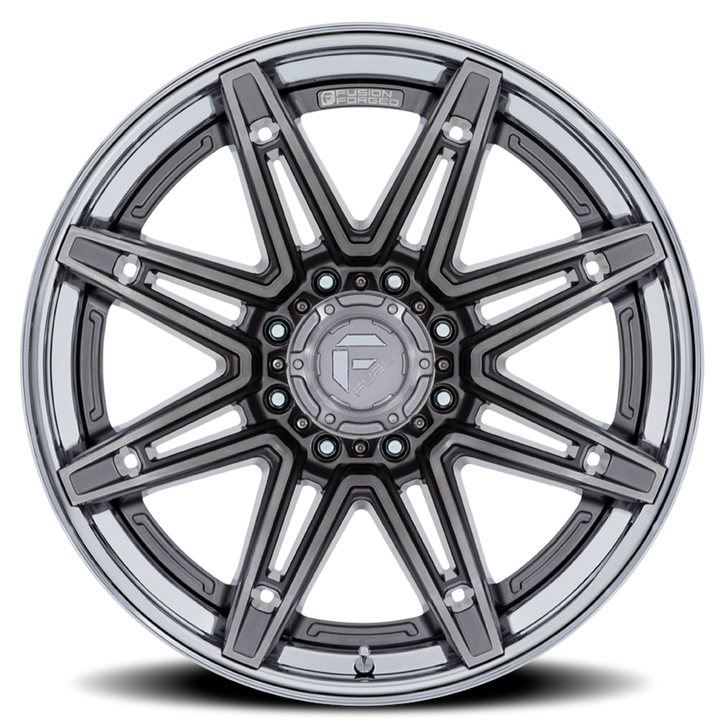 Aluminum Wheels 20X10 Brawl FC401AP Platinum Silver Chrome Lip Fuel Off Road Wheels