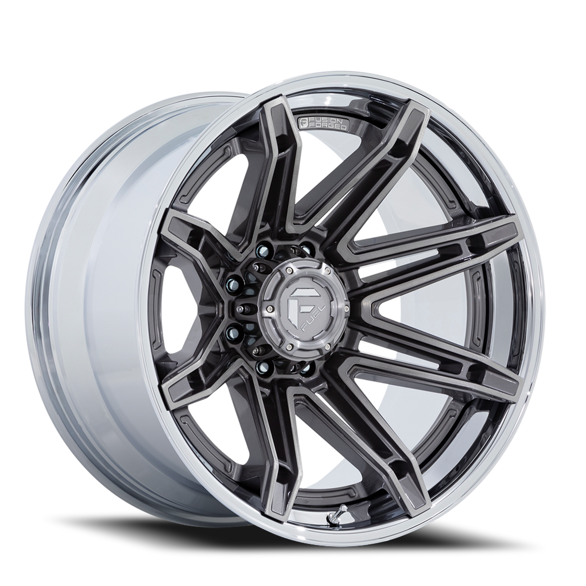 Aluminum Wheels 22X10 Brawl FC401AP Platinum Silver Chrome Lip Fuel Off Road Wheels