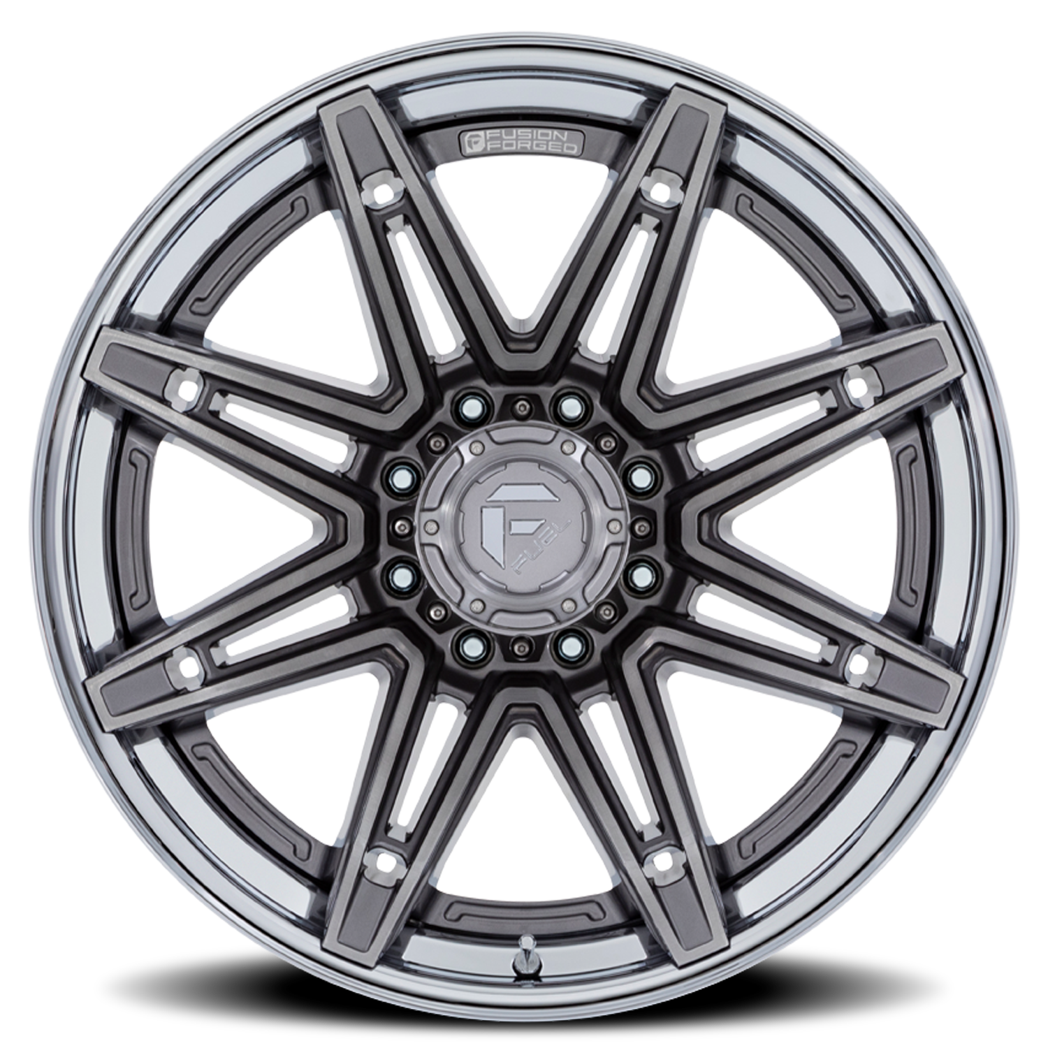 Aluminum Wheels 22X10 Brawl FC401AP Platinum Silver Chrome Lip Fuel Off Road Wheels