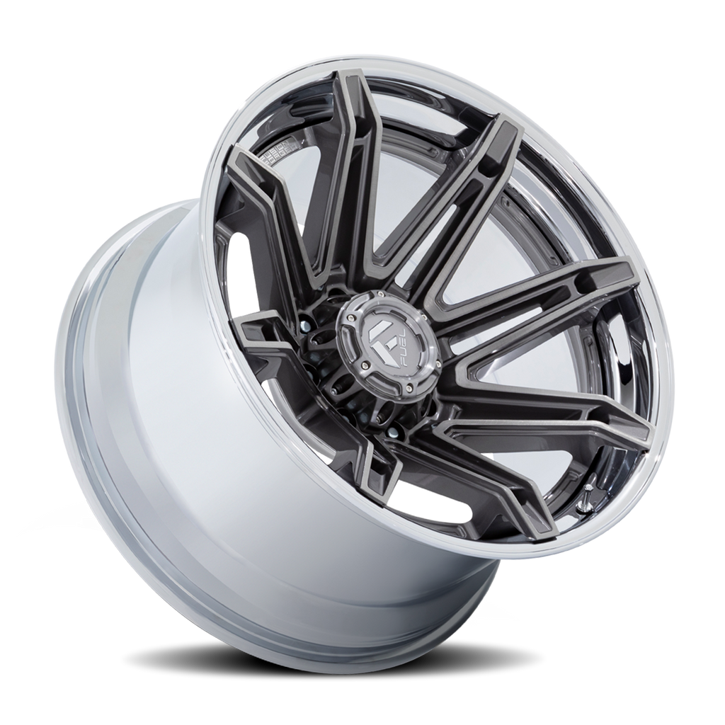 Aluminum Wheels 22X12 Brawl FC401AP Platinum Silver Chrome Lip Fuel Off Road Wheels