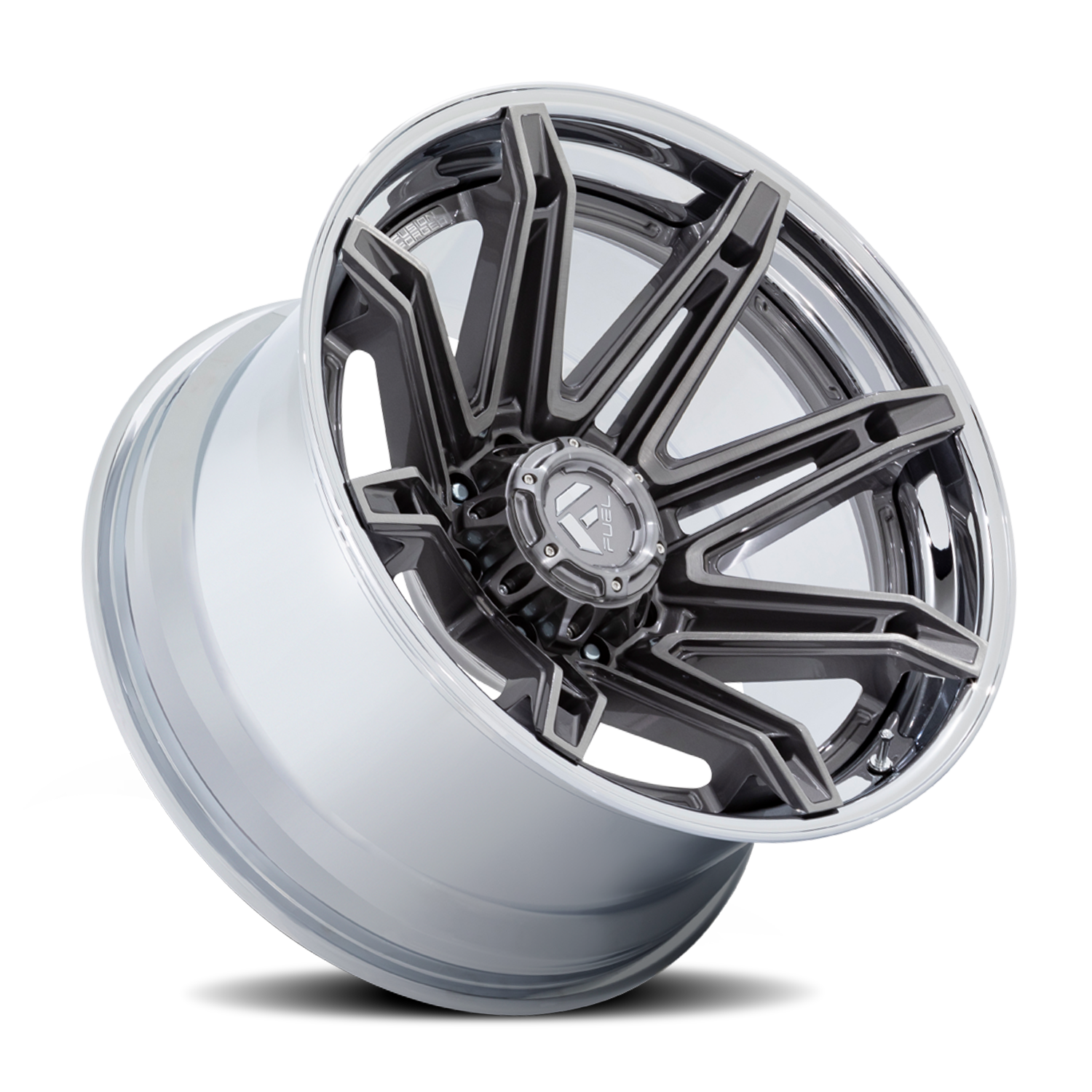 Aluminum Wheels 22X12 Brawl FC401AP Platinum Silver Chrome Lip Fuel Off Road Wheels
