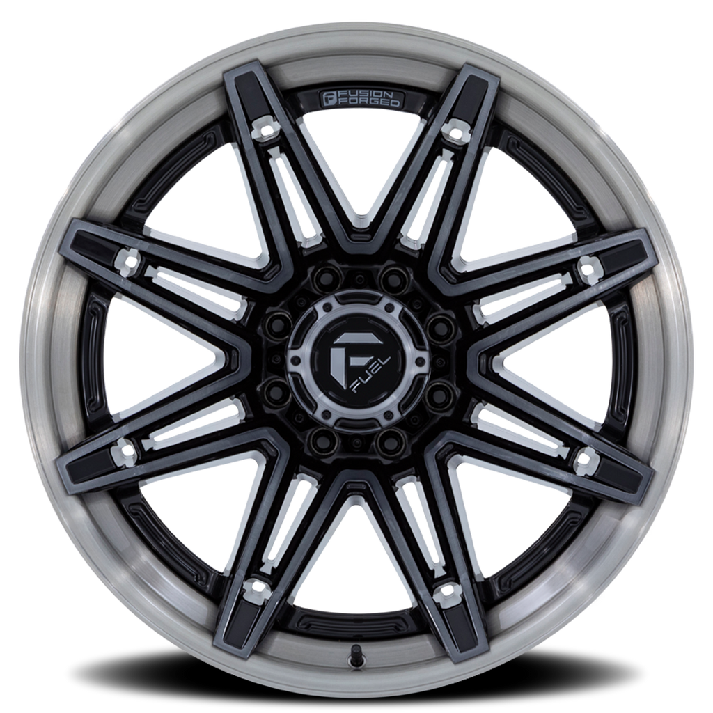 Aluminum Wheels 20X10 Brawl FC401BT Gloss Black Brushed Dark Tint Fuel Off Road Wheels