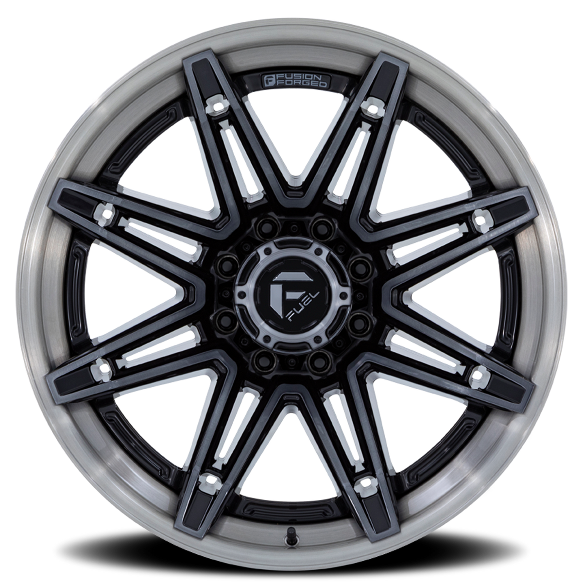 Aluminum Wheels 22X12 Brawl FC401BT Gloss Black Brushed Dark Tint Fuel Off Road Wheels