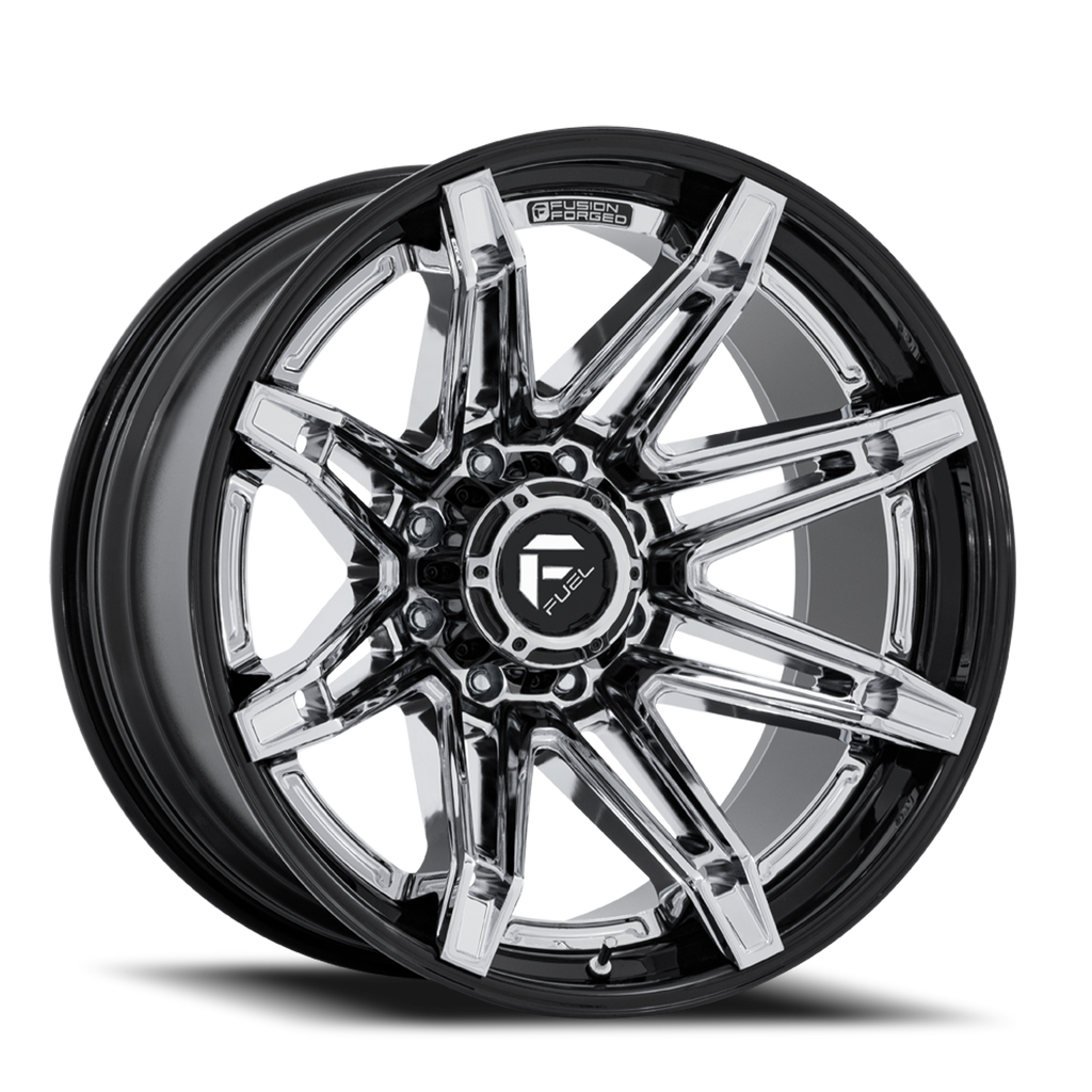 Aluminum Wheels 22X10 Brawl FC401PB Chrome/Gloss Black Lip Fuel Off Road Wheels
