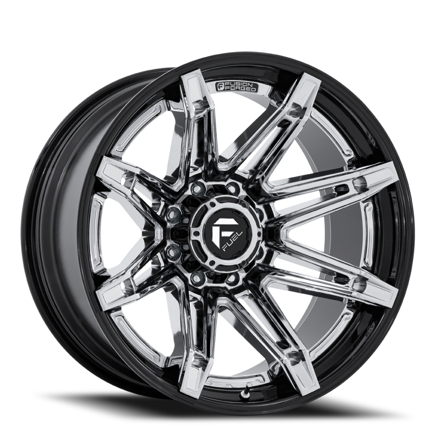 Aluminum Wheels 22X10 Brawl FC401PB Chrome/Gloss Black Lip Fuel Off Road Wheels