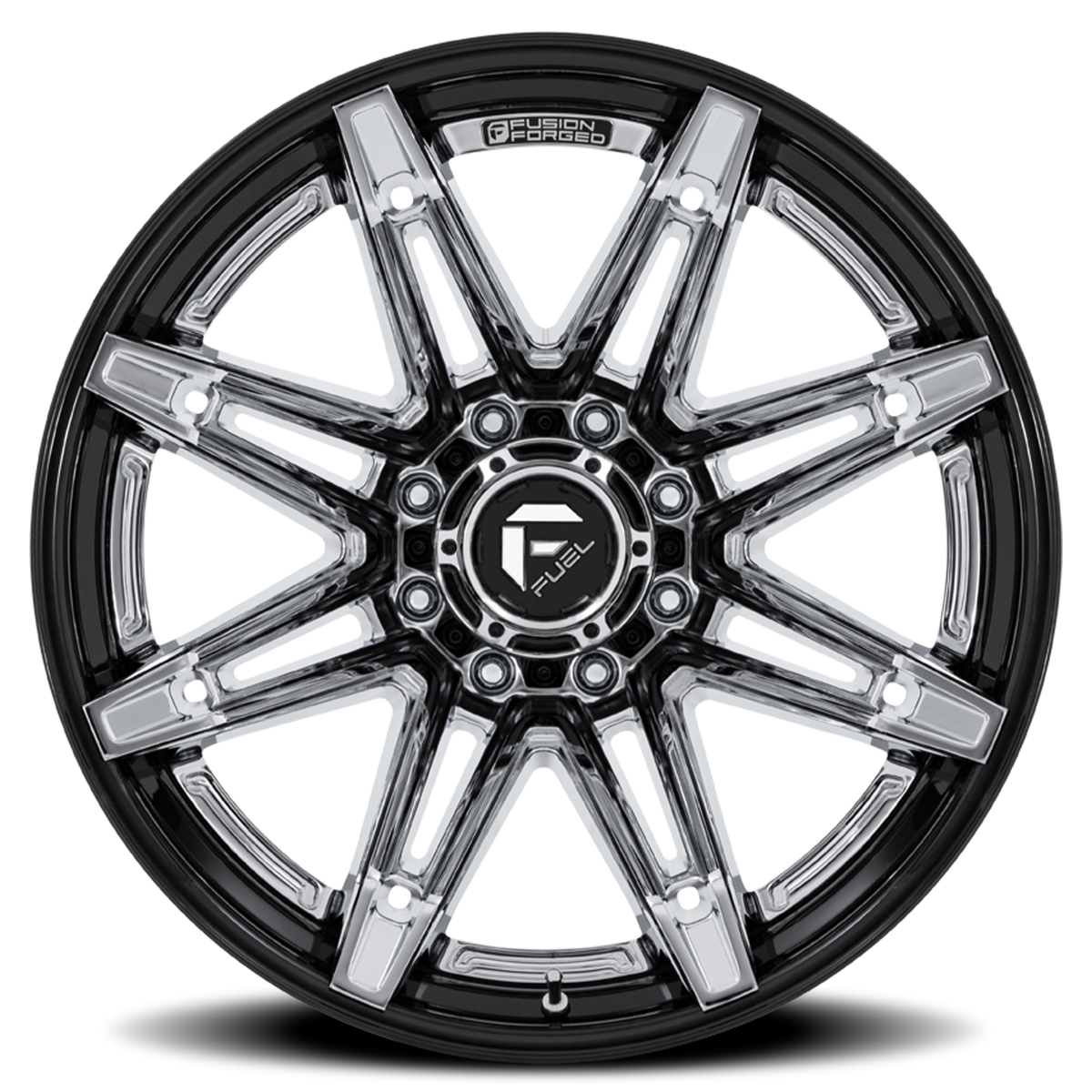 Aluminum Wheels 22X10 Brawl FC401PB Chrome/Gloss Black Lip Fuel Off Road Wheels