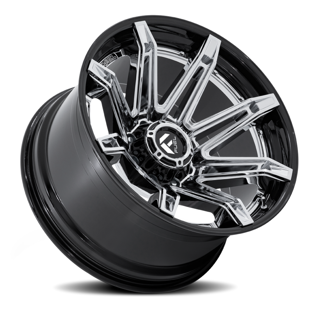 Aluminum Wheels 22X12 Brawl FC401PB Chrome/Gloss Black Lip Fuel Off Road Wheels
