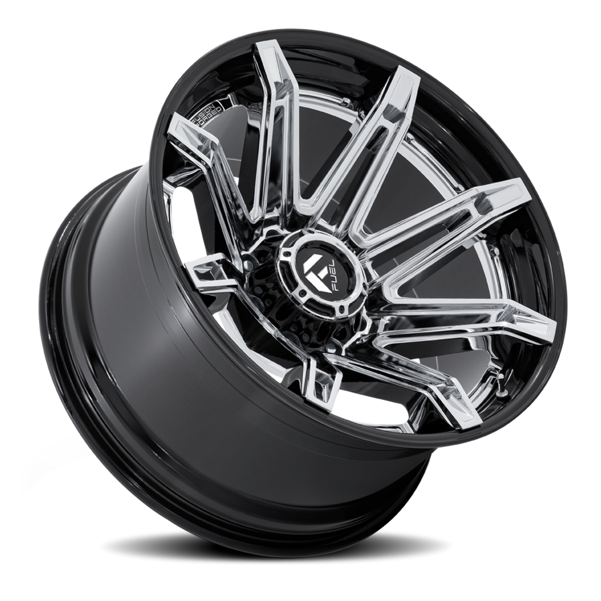 Aluminum Wheels 22X12 Brawl FC401PB Chrome/Gloss Black Lip Fuel Off Road Wheels