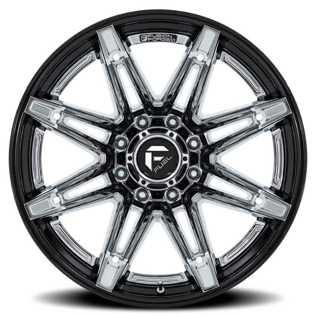 Aluminum Wheels 22X12 Brawl FC401PB Chrome/Gloss Black Lip Fuel Off Road Wheels