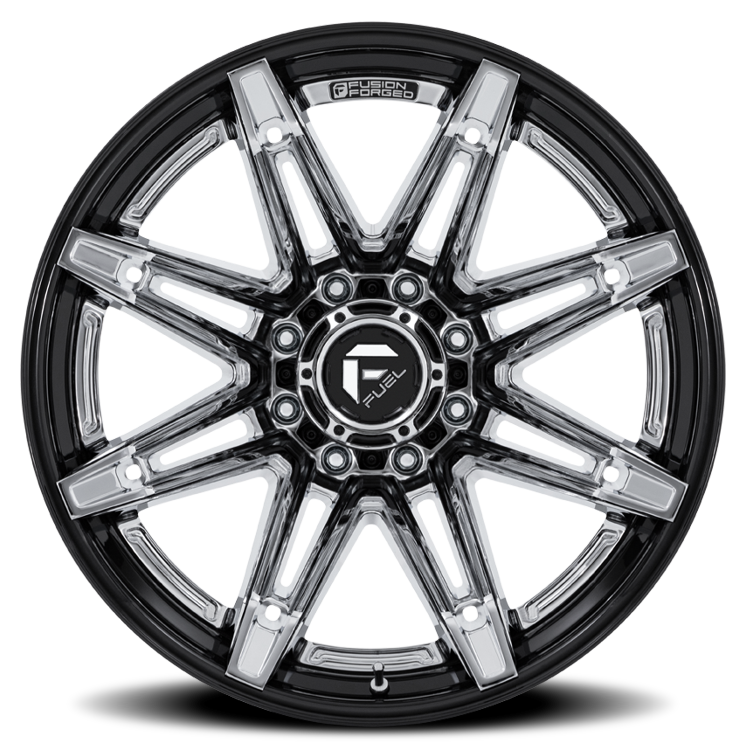 Aluminum Wheels 22X12 Brawl FC401PB Chrome/Gloss Black Lip Fuel Off Road Wheels