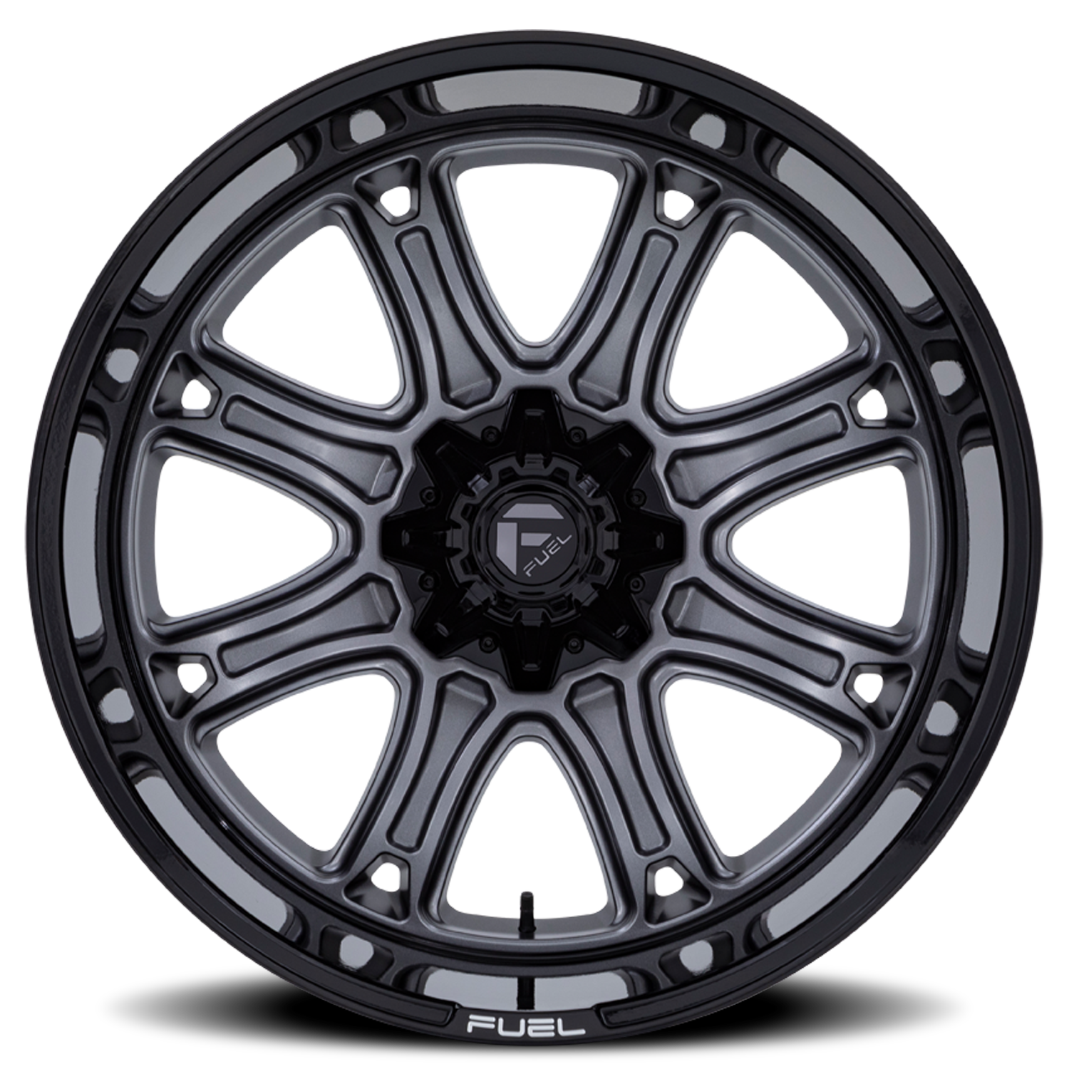 Aluminum Wheels 20X10 Darkstar FC853AB Matte Gunmetal Gray/Black Lip Fuel Off Road Wheels