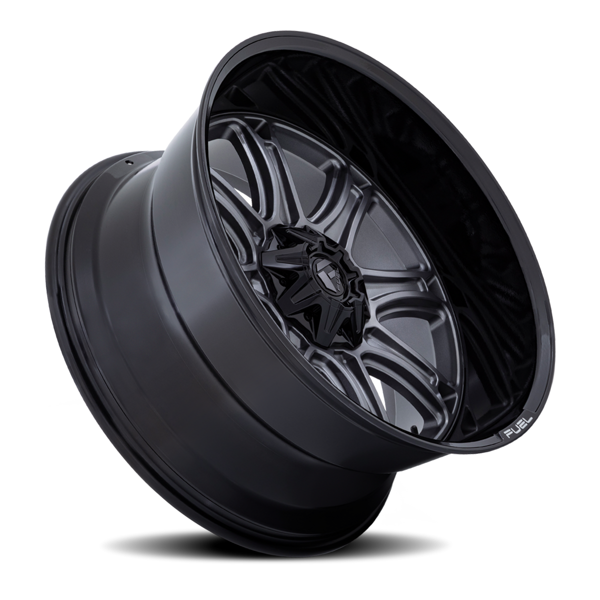 Aluminum Wheels 24X12 Darkstar FC853AB Matte Gunmetal Gray/Black Lip Fuel Off Road Wheels
