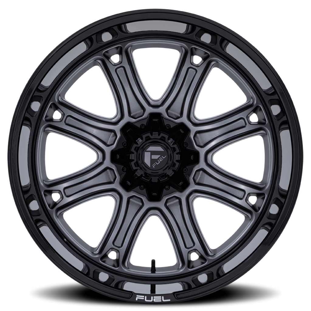 Aluminum Wheels 24X12 Darkstar FC853AB Matte Gunmetal Gray/Black Lip Fuel Off Road Wheels