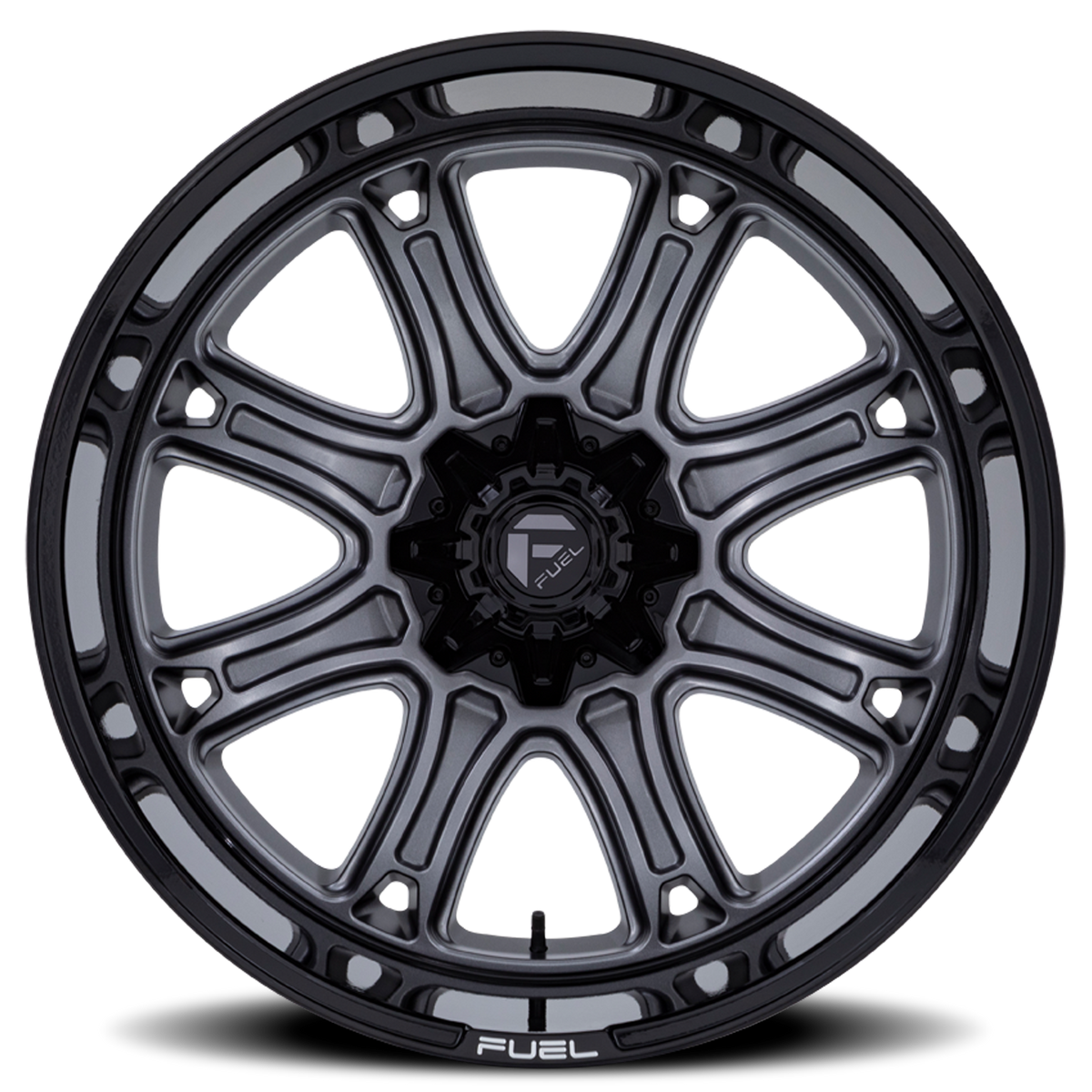 Aluminum Wheels 24X12 Darkstar FC853AB Matte Gunmetal Gray/Black Lip Fuel Off Road Wheels