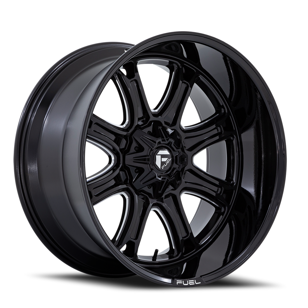 Aluminum Wheels 20X10 Darkstar FC853BE Gloss Black Milled Fuel Off Road Wheels