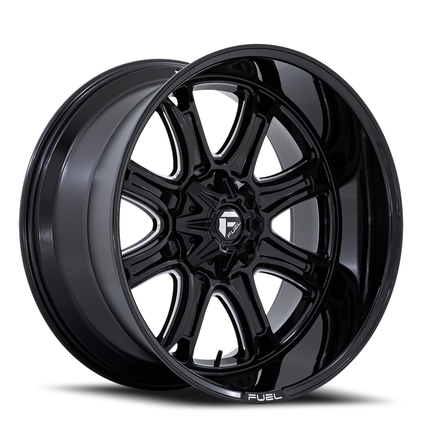 Aluminum Wheels 20X10 Darkstar FC853BE Gloss Black Milled Fuel Off Road Wheels