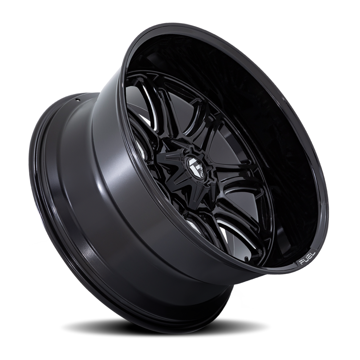 Aluminum Wheels 20X10 Darkstar FC853BE Gloss Black Milled Fuel Off Road Wheels