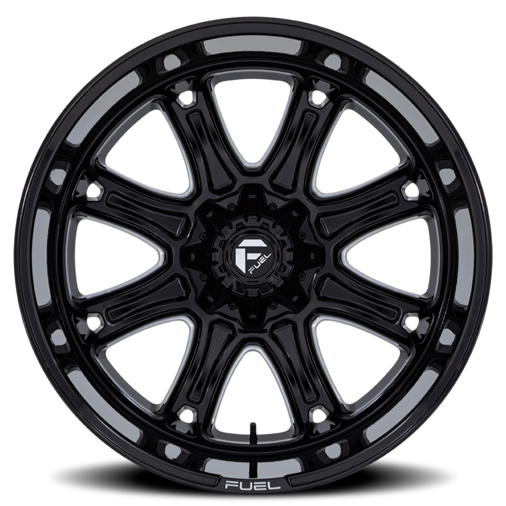 Aluminum Wheels 20X10 Darkstar FC853BE Gloss Black Milled Fuel Off Road Wheels