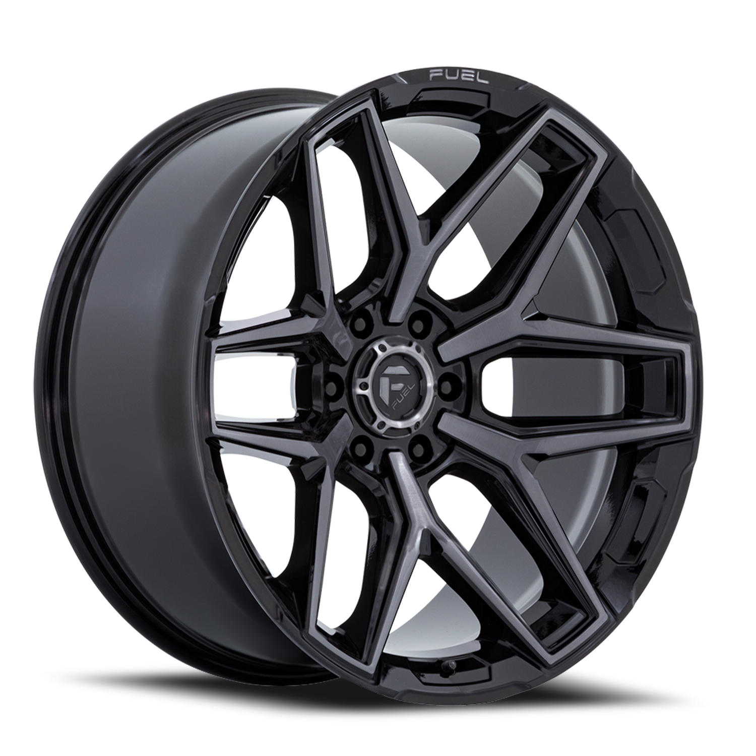 Aluminum Wheels 18X9 Flux 6 FC854BT Gloss Black Brushed Gray Tint Fuel Off Road Wheels