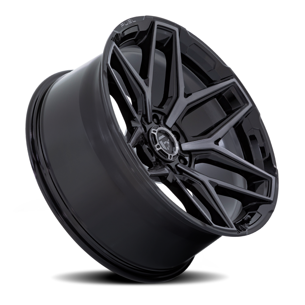 Aluminum Wheels 18X9 Flux 6 FC854BT Gloss Black Brushed Gray Tint Fuel Off Road Wheels