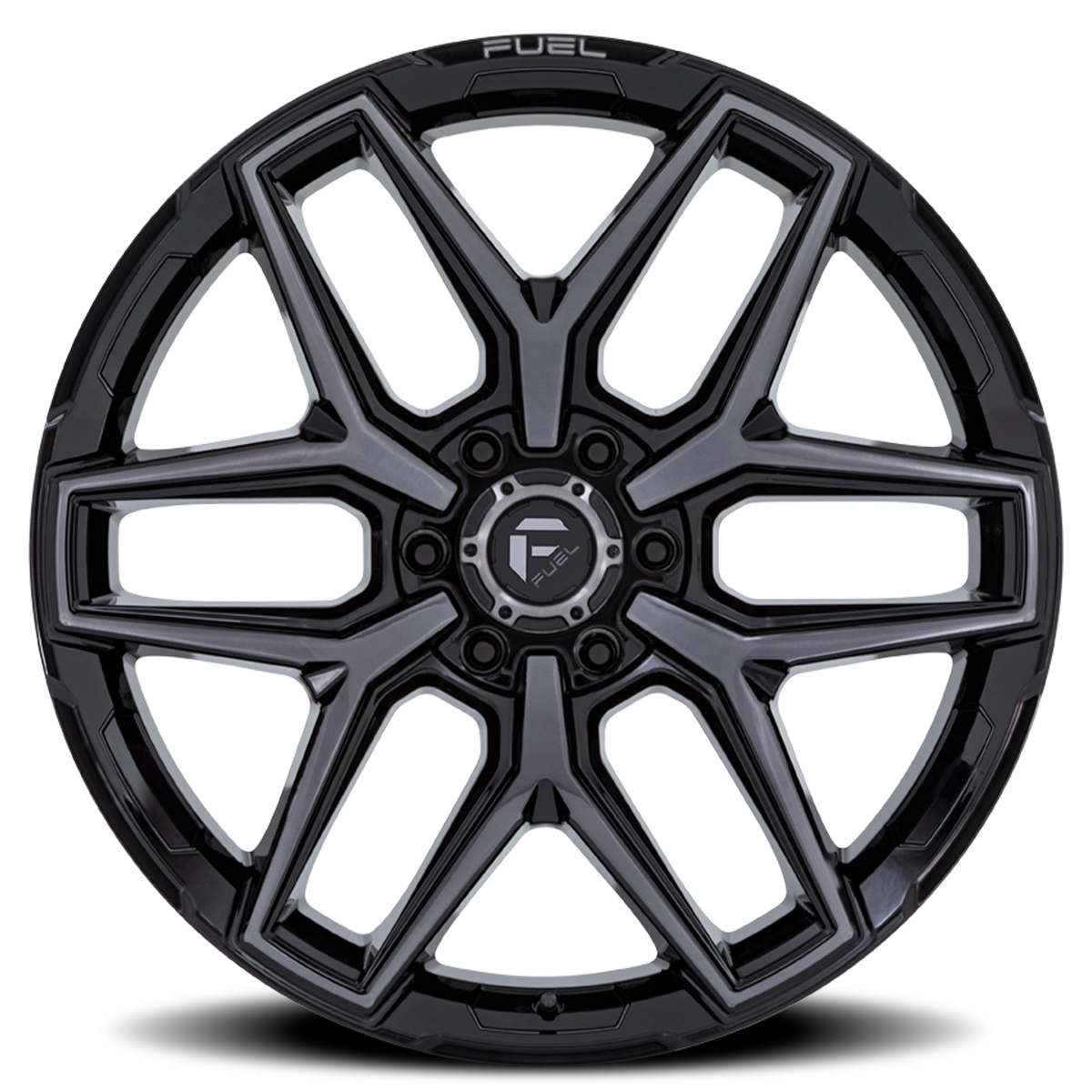 Aluminum Wheels 18X9 Flux 6 FC854BT Gloss Black Brushed Gray Tint Fuel Off Road Wheels
