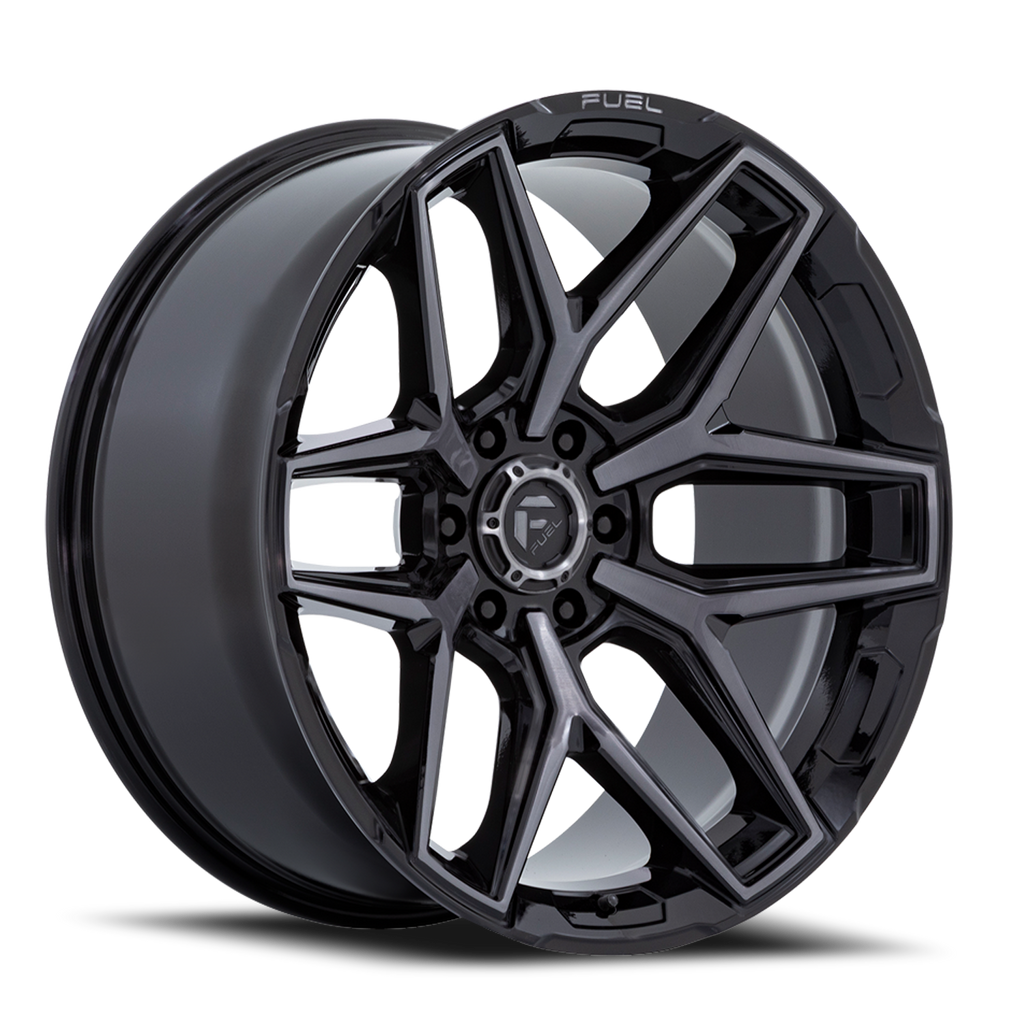 Aluminum Wheels 20X9 Flux 6 FC854BT Gloss Black Brushed Gray Tint Fuel Off Road Wheels