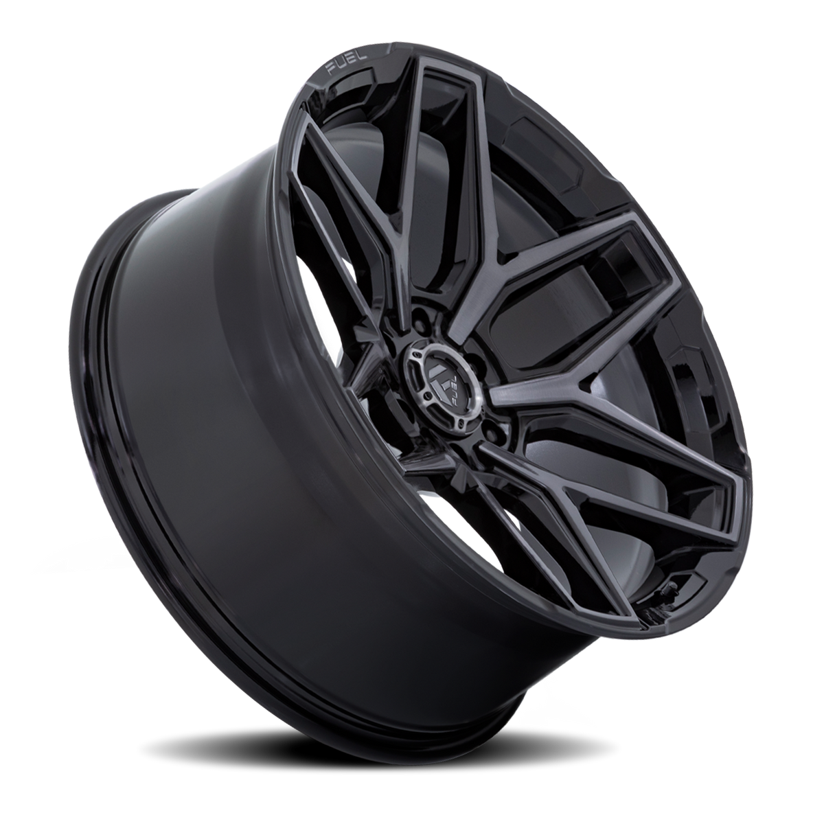 Aluminum Wheels 20X9 Flux 6 FC854BT Gloss Black Brushed Gray Tint Fuel Off Road Wheels