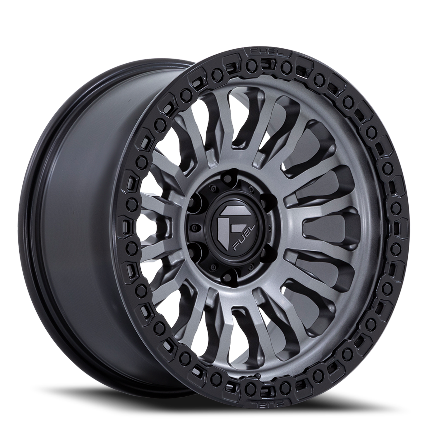 Aluminum Wheels 18X9 Rincon SBL FC857AB  Matte Gunmetal Gray Matte Black Lip Fuel Off Road Wheels