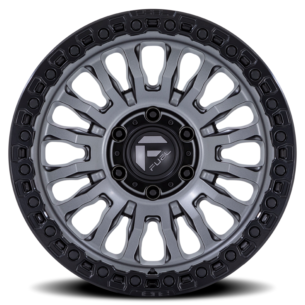 Aluminum Wheels 18X9 Rincon SBL FC857AB  Matte Gunmetal Gray Matte Black Lip Fuel Off Road Wheels