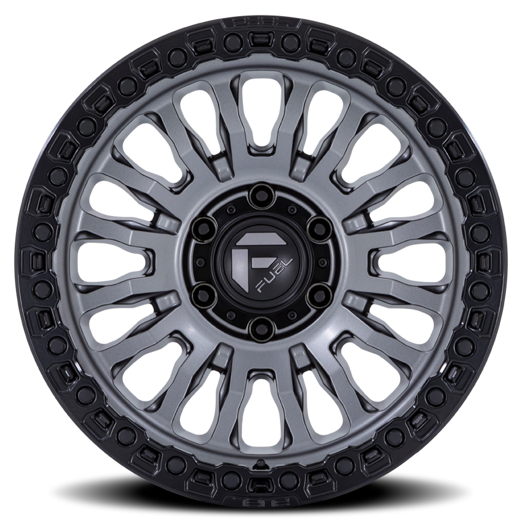 Aluminum Wheels 20X10 Rincon SBL FC857AB  Matte Gunmetal Gray Matte Black Lip Fuel Off Road Wheels