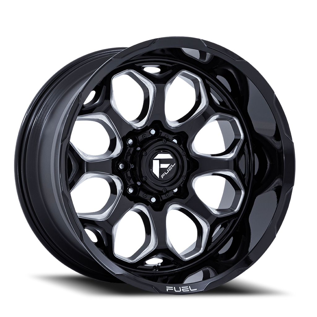 Aluminum Wheels 20X10 Scepter FC862 BE Gloss Black Milled Fuel Off Road Wheels
