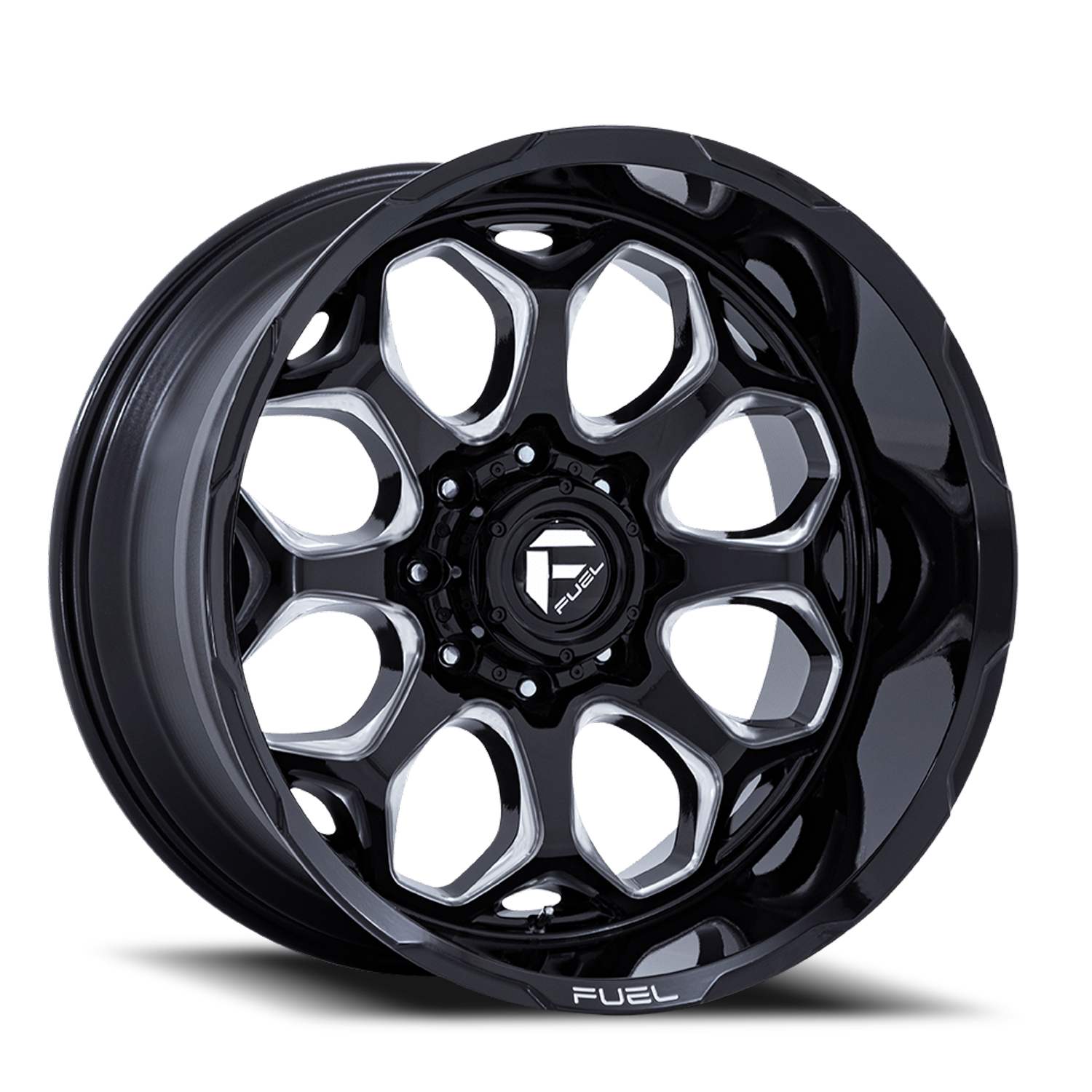 Aluminum Wheels 20X10 Scepter FC862 BE Gloss Black Milled Fuel Off Road Wheels