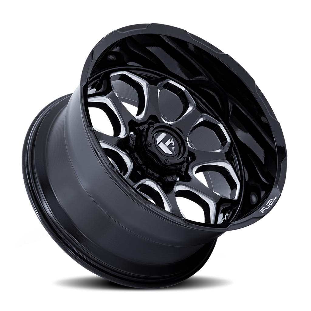 Aluminum Wheels 20X10 Scepter FC862 BE Gloss Black Milled Fuel Off Road Wheels
